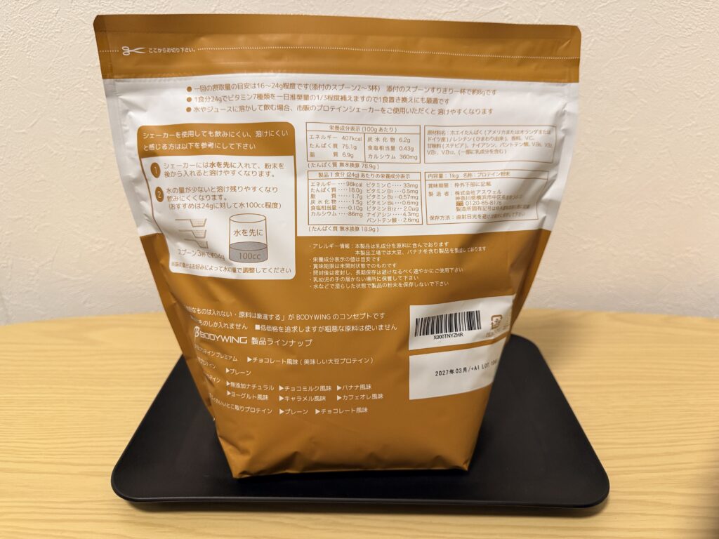パッケージの裏面